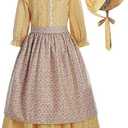 ReliBeauty Pioneer Girl Costume Colonial Prairie Dress Yellow 160