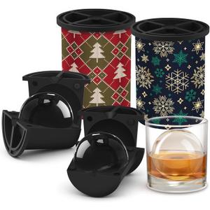 Christmas Clear Ice Cube Maker, 2.5" Stainless Steel Crystal Clear Ice Ball Maker, Ice Molds for Whiskey/Old Fashioned Cocktail/Bourbon, Whiskey Bourbon Gifts for Men, Dad, Husband (Bundle A(2 Pack)