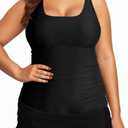 Aleumdr Plus Size Tankini Swimsuits with Skirt for Women Two Piece Bathing Suit Tummy Control Swim Dress Swimwear, XL