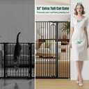 keny 51" Extra Tall Pet Gate, 29.7"-46" Wide Adjustable Cat Gate for Doorway, Hallway, Stairs, Auto-Close & Pressure Mounted, No Drilling, Black