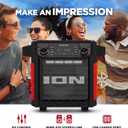 ION Tailgater Classic Outdoor Portable Bluetooth Speaker with Rechargeable Battery, FM Radio, USB Port, IPX5 Water-Resistant, 6.5" Woofer, App, Red