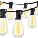 Doukegde 100FT LED Outdoor String Lights, 2700K LED Patio Lights Outdoor Waterproof with 50+2 Shatterproof Vintage Bulbs, Plug in Hanging Light for Porch, Backyard, Garden, Gazebo [Non-Solar]