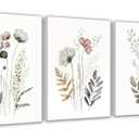 Botanical Wall Art Boho Wall Decor Wildflower Wall Decor Floral Painting Posters Minimalist Botanical Print Wall Art for Living Room Bedroom Bathroom 16×24 in*3(Framed)