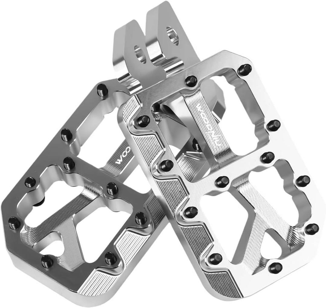 Dirt Bike Foot Pegs for Ebike Surron Light Bee X S, Color Prickly Peg,Motorcycle Aluminum Alloy Pedal for Segway X160 X260/Talaria X3 X4/E Ride PRO SS,Silver Body with Black Spikes