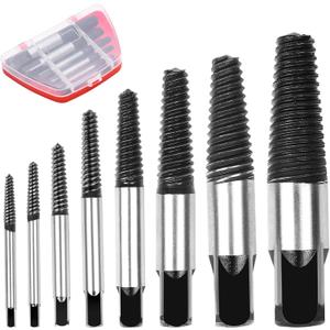 8Pcs Pipe Screw Extractor Set, Damaged Screw Broken Bolt Water Pipe Remover Set, Broken Bolt Stripped Screw Extractor Kit (8)