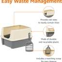 Amazon Basics Large Cat Litter Box with High Sides, Open Top for Easy Access, Includes Scoop with Storage, 19" x 15" x 11.75", Grey/Beige