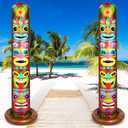Leyndo 6 ft Inflatable Tiki Luau Party Decorations Hawaiian Luau Tropical Inflatables Tiki Decor with Storage Bag Blow up Party Beach Supplies for Hawaiian Bar Summer Pool Decor(Brown,2 Pack)