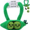 Birthday Gifts for Him Her Boyfriend Girlfriend Wife Husband - I Love You Anniversary Wedding Birthday Gifts for Women Men, to My Love Handmade Crochet Positive Bean Gifts for Couples