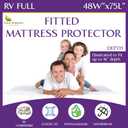 RV Short Full Waterproof Mattress Protector (48" Wx75 L) - Fitted Sheet Style for Three Quarter 3/4 Full Mattress - Hypoallergenic Premium Quality Cover Protects Against Dust, Allergies