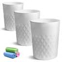 YGJT Small Trash Can, 3 Pack 1.8 Gallons Bathroom Trash Can, Slim Waste Basket, Round Garbage Can, Plastic Trash Bin for Kitchen, Dorm, Bedroom, Office, Living Room, Study, Compact Spaces(White W)