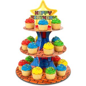 Star Cupcake Stand, Video Game Birthday Party Decoration, Dessert Tower Display Birthday Party Supplies 3-Tier Cupcake Stand (1)