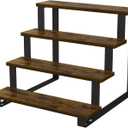 YINMIT Wooden Display Riser Stand,15.75 Inch Tiered Perfume and Cologne Organizer Stand, 4 Tier Spice Rack Organizer, Rustic Display Shelf for Cupcake, Figures, Candles (Brown,4 Tier Large)