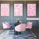 ZNHART Simplicity Pink Wall Art Set of 3 | Heart Shaped Doodle Smiley XO | Modern Canvas Prints for Girls Bedroom | Pink Wall Decor for Gallery, Dorm, or Home - Unframed 16x24 Inch