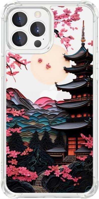 TARDAY Anime Phone Case Japanese Cherry Blossom Clear Phone Case Compatible with iPhone 14 ProClear