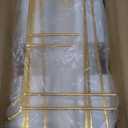 MALACASA 3 Tier Serving Trays for Party, 14 Inch Porcelain White Trays for Serving Food, Dessert Stand with Collapsible Gold Metal Rack