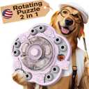 KADTC 3 Levels of Step-by-Step Challenge,Large Size,Dog Puzzle Feeder Toy - U.S. Brand & Design,Spin-to-Release Treat Dispenser For Dogs Boredom Toys Mental Stimulation Enrichment Slow Feeding Puzzles (Pink)