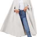 Gihuo Cape Poncho Women's Hooded Maxi Cloak Coat Winter Warm Long Cloak Cosplay Costumes Outerwear (Beige)