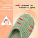 Besroad Slippers for Women Memory Foam House Bedroom Slippers Adjustable Corduroy House Slides Sandals Shoes (Green, S)