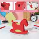 Li&Zhao Wobble Horse Sticky Note Holder Silicone Label Holder Stand, 2026 Year of the Horse Good Luck Stable Rocking Horse Design for Tabletop Organizer, Office Desk Accessory, Home Decoration(Red)
