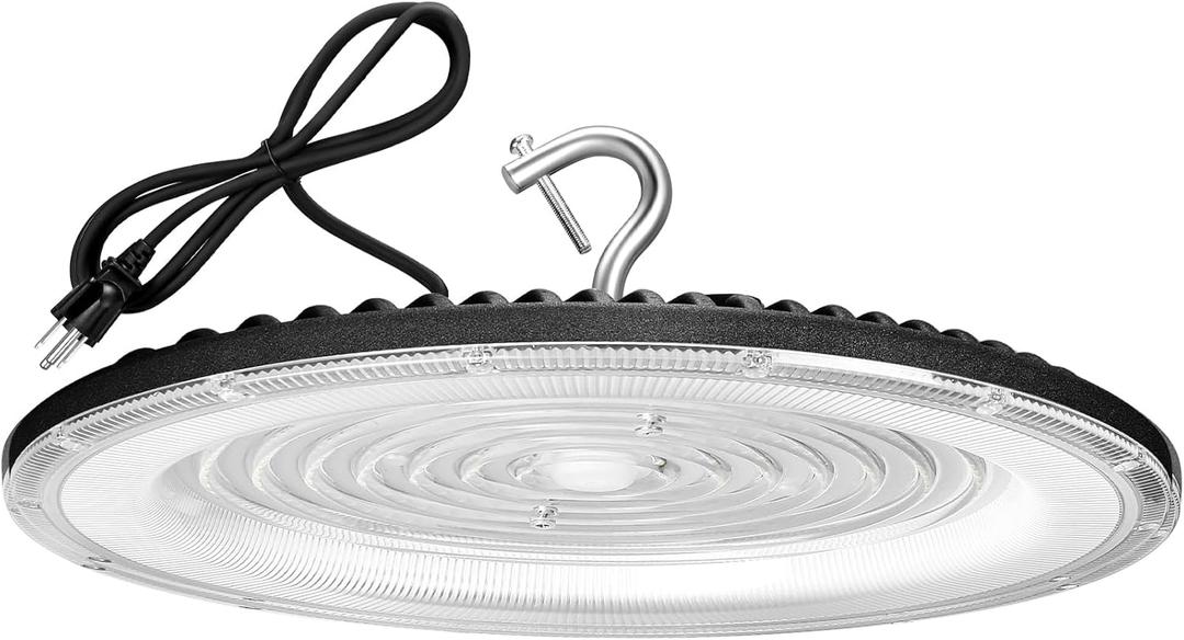 150W UFO Led High Bay Light,120VAC,21050LM 5000K Daylight Area Lighting,IP66 Waterproof 650W MH/HPS with Plug Commercial Bay Lighting for Warehouse/Shop/Workshop/Barn/Gym/Factory, Count of 5