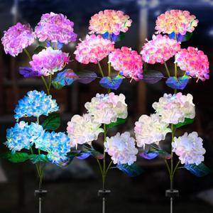 TANSOREN 6 Pack Solar Garden Lights Outdoor, Colorful LED Waterproof Solar Powered Hydrangea Flowers Landscape Lights for Outside Yard, Patio, Pathway Decorative, Décor, Two Lighting Modes