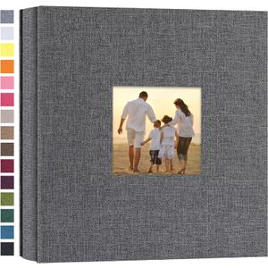 potricher Small Photo Album 4x6 200 Photos Linen Cover Picture Photo Book for Family Wedding Anniversary Baby Vacation (Gray,200 Pockets)