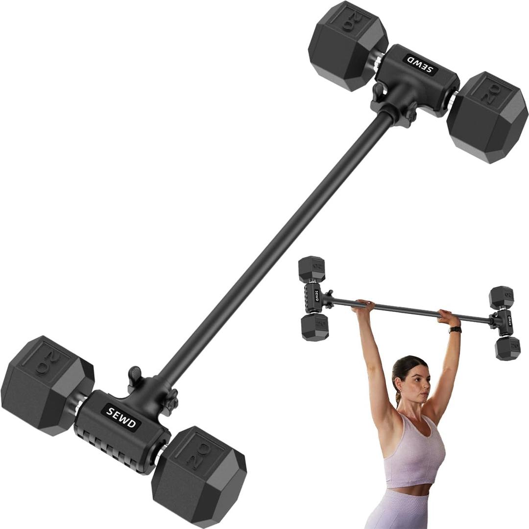 Dumbbell Converter by SEWD  Turn Dumbbells into Barbell Set  Adjustable Weights & Up to 220LB Capacity Barbell for Home Gym Full Body Workouts.