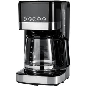 Amazon Basics Programmable 12 Cup Drip Coffee Maker with Glass Coffee Pot (1.9 Qt), Auto Shut-off, Touch Screen, Auto Pause, Removable Filter Basket, Black & Silver