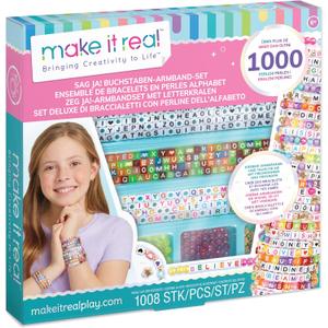 Make It Real: Say Yes! Alphabet Bead Bracelet Set - 1008pc DIY Jewelry Kit, Colorful ABC & Circle Beads, Spell Words & Names, Craft Kids Ages 8+