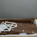 Shoe Storage Cabinet with 2 Flip Louvered Drawers, Narrow Wood Shoe Cabinet with Gold Handle, Hidden Entryway Shoe Organizer for Hallway, Foyer, Walnut (31.5 W)