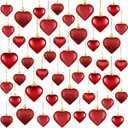 Duufin 45 Pieces Valentine's Day Pink Heart Ornaments Heart Shaped Baubles Decorations Hanging Ornaments Decorations for Valentine, Christmas Tree