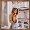 18x18 Wood Frame Brown, Rustic Natural Wooden 18x18in Poster Picture Frame, Distressed 18 x 18inch Woodgrain Gallery Photo Frame with HD Plexiglass, Horizontal Vertical Wall Mounting Display 1pcs