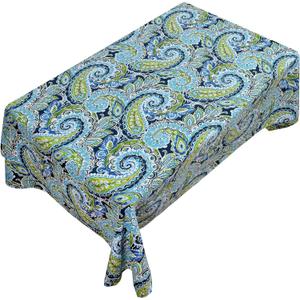 Magpie Fabrics Outdoor Tablecloth 60"x84" - Paisley Lapis Green