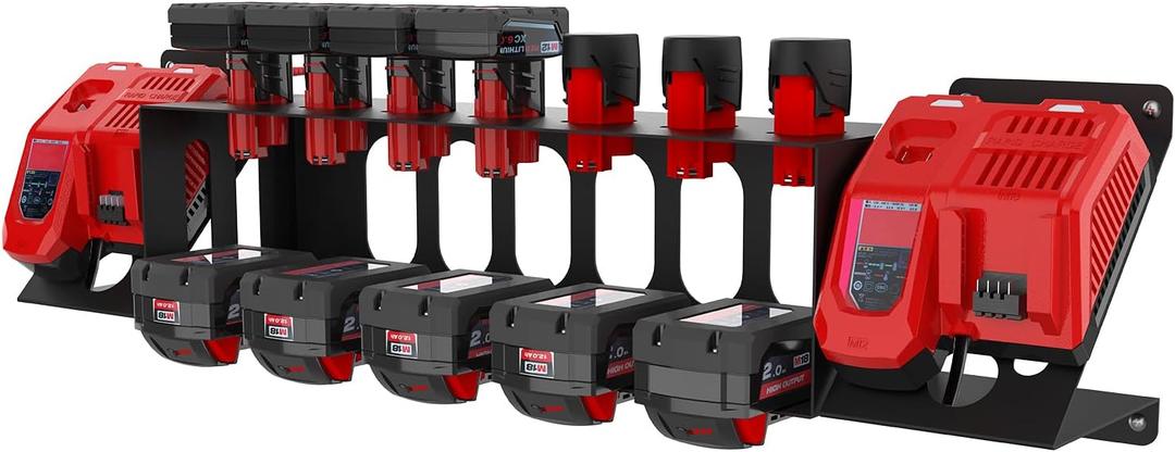 Wall Holder for Milwaukee M12/M18 Battery & Mount for M12-18C/FC Charger