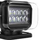 Niceky LED Spotlight for Truck,Remote LED Search Light Auto-Reset 360 Rotating Boat Spot Light for Marine Offroad Pickup SUV UTV Hunting Go Outdoor,6 Strong Magnets 50W 5000lm 12V 24V (Black)