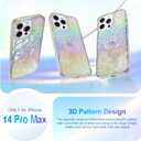 Cute Case for iPhone 14 Pro Max Case for Women Girls, with 3D Butterflies Pattern Design, Aesthetic Clear Iridescent Glitter Kawaii Girly Rainbow Protective Phone Cover