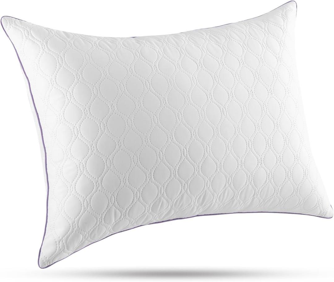 JOLLYVOGUE Single Pillow King Size, Bed Pillow for Side, Back, and Stomach Sleepers, Down Alternative Filled Pillows, Luxury Hotel Quality and Machine Washable, 38" x 20", 1 Pack