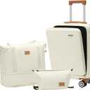 Carry On Luggage Set 3 Piece Hard Shell Suitcases Front Opening with TSA Lock Spinner Wheels (White, 3 piece set)