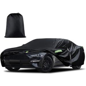 Car Cover Custom Fit for Ford Mustang 1994-2025, for Chevy Camaro 2010-2025, Waterproof All Weather Full Exterior Cover Rain Hail Sun Protector Car Cover with Door Zipper