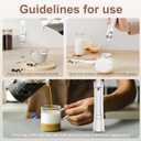 Rechargeable Frother Wand with Stand, Milk Frother with Detachable Stainless Steel Double Rings Whisk, 3-Speed Handheld Electric Drink Mixer for Lattes, Cappuccino, Coffee (White)