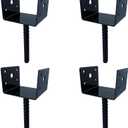 6"x5" 4PCS U Shape Fence Post Holder Black Powder Coated,Ground Spike Post Anchor Metal Concrete Post Anchor Deck Post Base