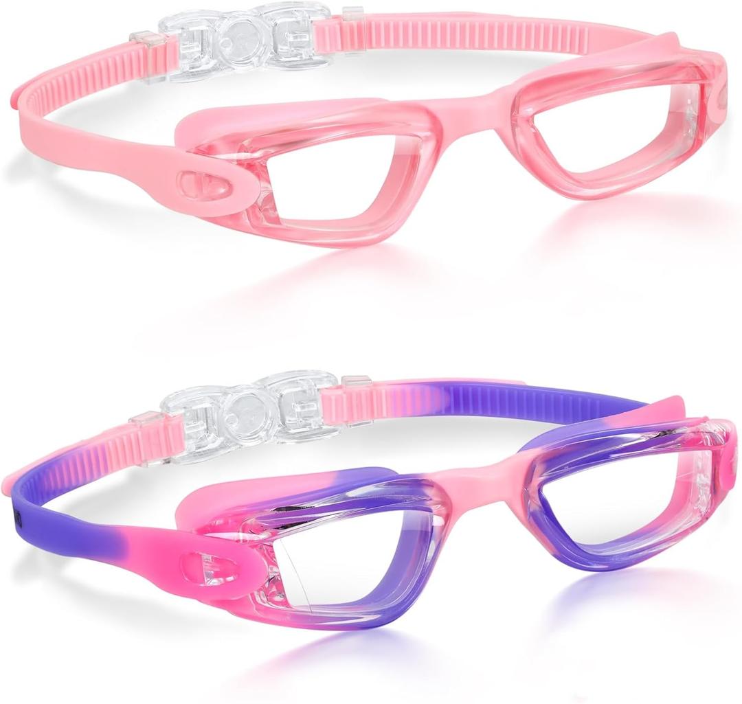 Aegend Swim Goggles Pack of 2 Swimming Goggles for Kids, Boys and Girls Age 3-14 (Pink & Pruple)