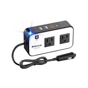 200W Car Power Inverter, PiSFAU DC 12V to 110V AC Car Plug Adapter Outlet with [20W USB-C] /USB-Fast Charger(18W) / 4.8A Dual USB/car Charger for Laptop