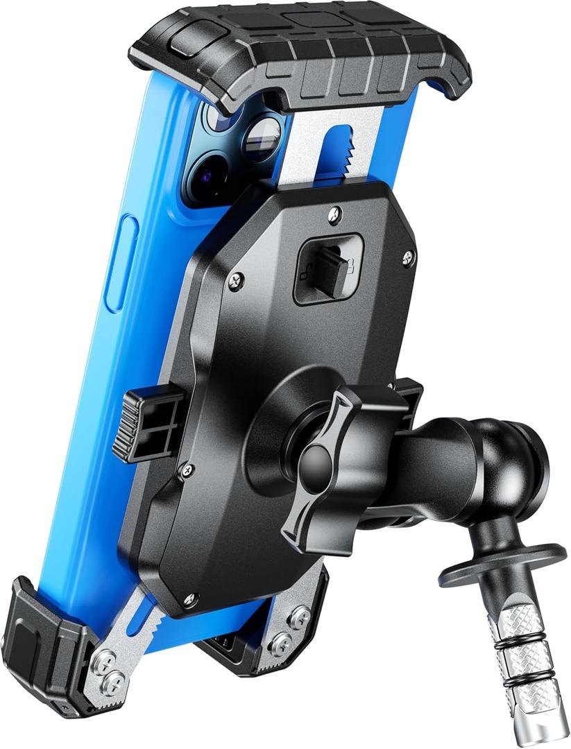 Kewig Motorcycle Fork Stem Phone Mount, with Cap Anti-Theft Short Arm Motorcycle Phone Holder, [1s Lock & Release] Fits for Fork Stem 12-25.4mm in Diameter, for 5.5-7.2" Cellphones