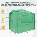 EAGLE PEAK Instant Pop-up Greenhouse, Indoor Outdoor Plant Gardening Green House, Roll-Up Zipper Doors and Side Windows, Walk in 8x6 ft, PE Cover, Green/Clear