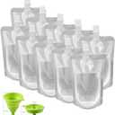 Juice Travel Plastic Bags Portable Collapsible Beverage Bag | Leakproof Foldable Water Carrier for Outdoor Hiking, Camping & Seed Storage | Food-Grade BPA-Free Liquid Container (8OZ-10PCS)