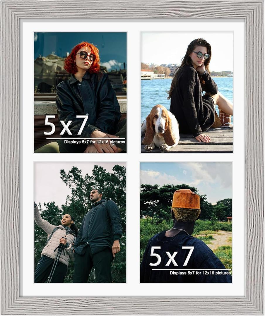 12x16 Picture Frame 5x7 Collage Picture Frame Displays Four 5x7 inch Photos or 12x16 (Without Mat)