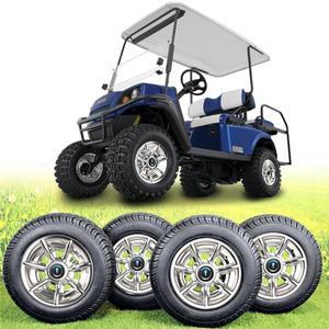 Golf Cart Wheel Covers 10 inch,Improved 7 Spoke Chromed Hub Caps for Club Car/E-Z-GO/YA/Star Car/Excar/Icon and Other Most Models Golf Cart (Set of 4)