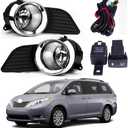 Fog Lights Lamps with Covers + Switch + Wiring Kit Compatible with Toyota Sienna CE L LE XLE 2011-2017 (Not fit Sienna SE) Replaces TO1038146 TO1039146 5204008010 812200D041 812100D041
