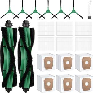 21 Pcs Replacement Parts for irobot Roomba Q052 - Vac 2/105 / 104 Robot Vacuum + AutoEmpty Dock, Accessory Kit include 2 Roller Burshs, 6 Filters, 6 Dust bags, 6 Side Brushs and Cleaning Tool